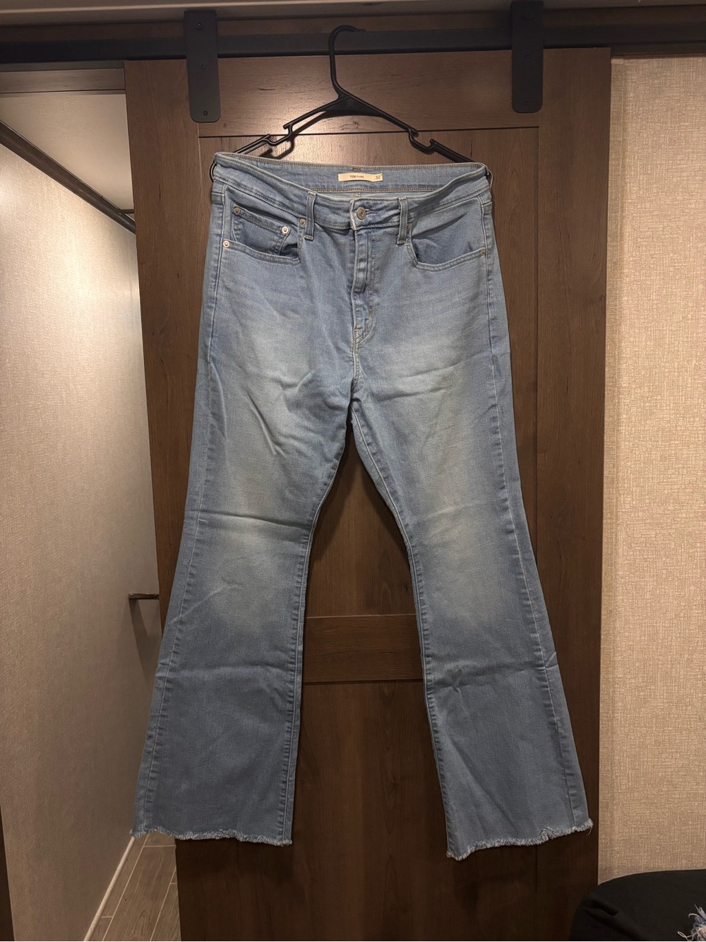 Levi's Light Wash Wide Leg Jeans with Frayed Hem